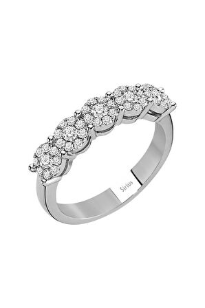 2 Karat Görünümlü Pırlanta 5 Taş Yüzük