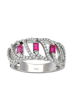 Pırlanta ve Baget Kesim Yakut Taşlı Yüzük