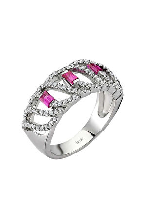 Pırlanta ve Baget Kesim Yakut Taşlı Yüzük