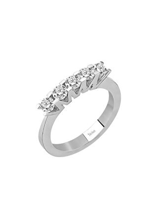 E Renk 0,55 Karat Pırlanta 5 Taş Yüzük