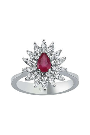 Pırlanta Ve Damla Yakut Taşlı Anturaj Yüzük