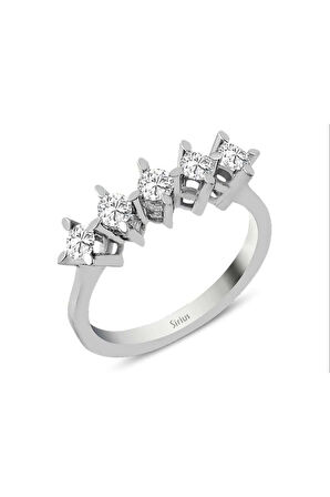 D Renk 0,45 Karat Pırlanta 5 Taş Yüzük