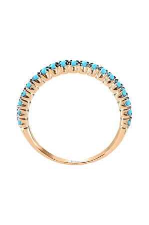 Turkuaz Taşlı Yarım Tur Yüzük