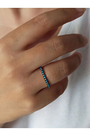 Turkuaz Taşlı Yarım Tur Yüzük