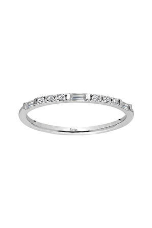 Baget Pırlanta Taşlı Yarım Tur Yüzük