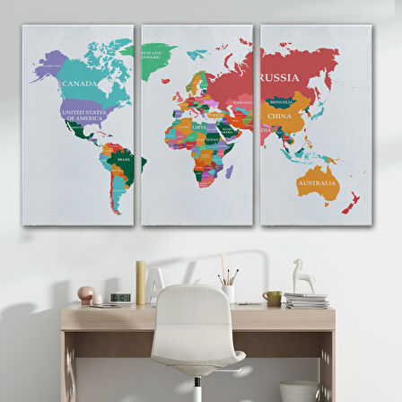 Harita Sepeti Dünya Haritası Dekoratif Kanvas Tablo 1104