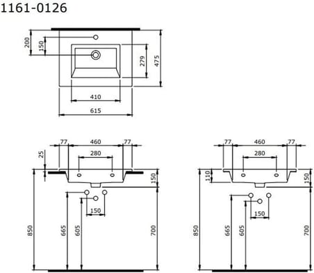BOCCHI MİLANO ETEJERLİ LAVABO 60 CM (MAT ANTRASİT)