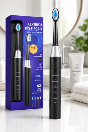 AMF13 Sonic Elektrikli Diş Fırçası Siyah – 15000 VPM , Type-C Şarjlı, IPX7 Su Geçirmez, 3 Modlu Şarjlı