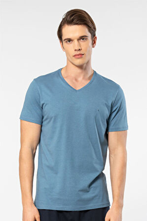 Cacharel Erkek V Yaka T-shirt 2170/İndigo