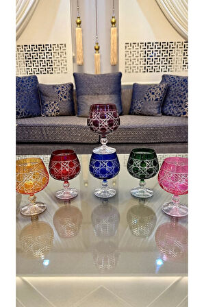 Kristal Renkli Kesme El İşi Kahve Yanı Su Bardağı