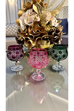 Kristal Renkli Kesme El İşi Kahve Yanı Su Bardağı