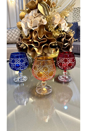 Kristal Renkli Kesme El İşi Kahve Yanı Su Bardağı