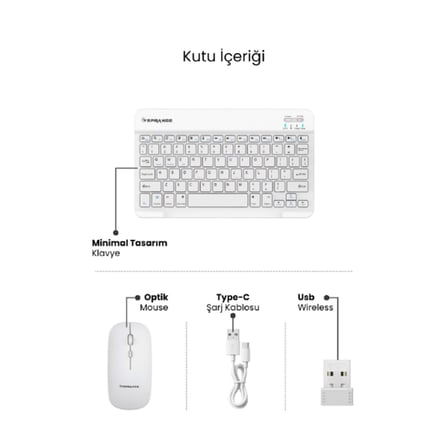 Beyaz Kablosuz Klavye Ve Mouse Seti