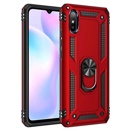 Gpack Xiaomi Redmi 9A Kılıf Tank Koruma Vega Standlı Yüzüklü Mıknatıslı