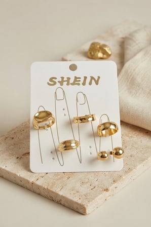 Gold Renk Pirinç Bohem Yüzük Kombini BYK4268