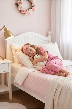  Tavşanlı ve Peri Kızı Desenli Kız Çocuk Düğmeli Pijama Takımı Yazlık Pamuklu Kısa Kollu Uyku Bantl