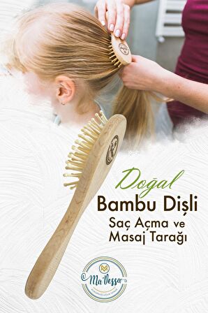 3'lü Doğal Bebek & Çocuk Saç Fırçası Seti(Keçi Kılı Saç Fırçası-Bambu Dişli Saç Fırçası-Ahşap Tarak)