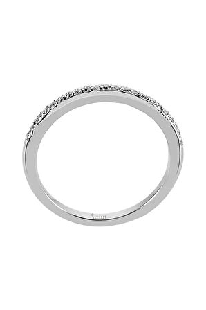 Pırlanta Taşlı Ince Yarım Tur Yüzük