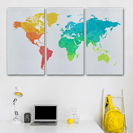 Harita Sepeti Dünya Haritası Dekoratif Kanvas Tablo 1107