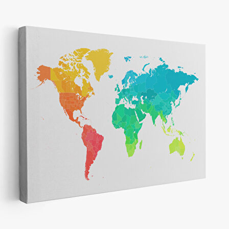 Harita Sepeti Dünya Haritası Dekoratif Kanvas Tablo 1107