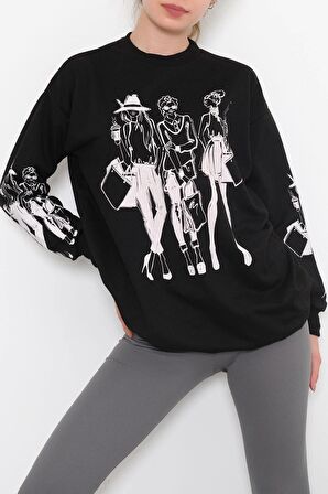 Casual Anime Ladies Baskılı Sweat