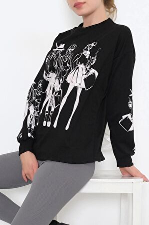 Casual Anime Ladies Baskılı Sweat