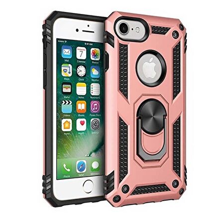 Smcase iPhone 8 Vega Yüzüklü Tank Kapak Kılıf  Nano Ekran Koruyucu
