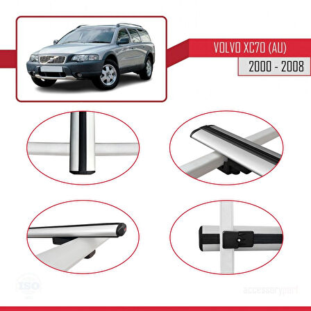 Volvo XC70 (P2) 2000-2007 Arası ile Uyumlu BASIC Model Ara Atkı Tavan Barı Gri 2 Adet