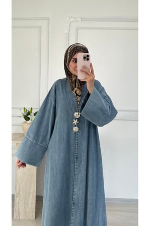 Molly Nelly Kadın Yıldız Düğmeli Uzun Kot Tunik Kap
