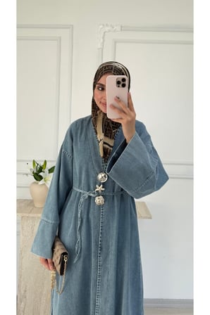 Molly Nelly Kadın Yıldız Düğmeli Uzun Kot Tunik Kap