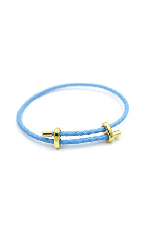 Deri Hasır Bileklik - Mavi