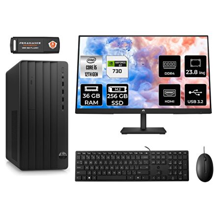 HP TOWER 290 G9 i5 12500 36GB RAM 256GB SSD GT730/4GB FDOS 6D3A5EA MASAÜSTÜ PC & 23.8'' MONİTÖR