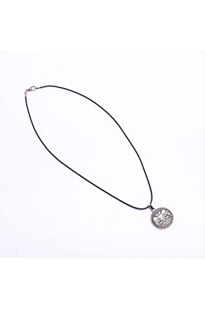 Çift Başlı Kartal Figürlü Vinlex Deri Kolye