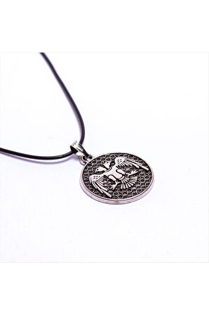 Çift Başlı Kartal Figürlü Vinlex Deri Kolye