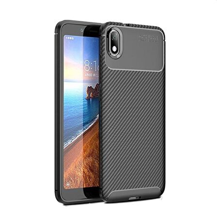 Smcase Xiaomi Redmi 7A Kılıf Ultra Soft Negro Karbon Silikon  Nano Ekran Koruyucu