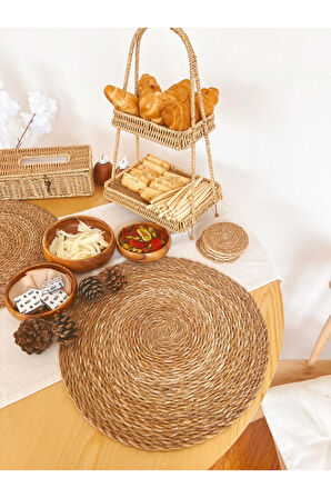 Hasır Örgü 6lı Bambu Supla / Amerikan Servis