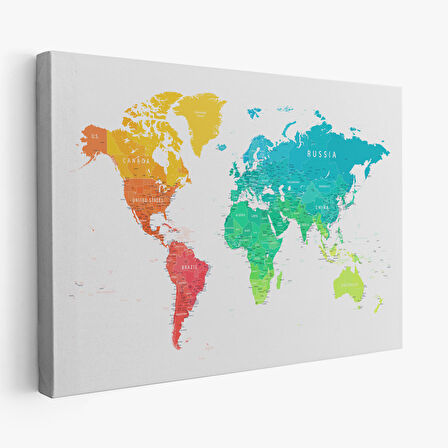 Harita Sepeti Dünya Haritası Dekoratif Kanvas Tablo 1108