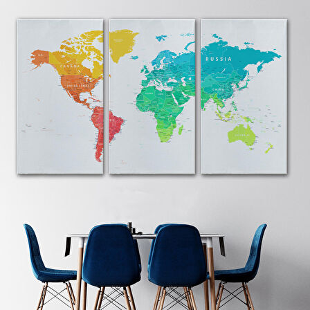 Harita Sepeti Dünya Haritası Dekoratif Kanvas Tablo 1108