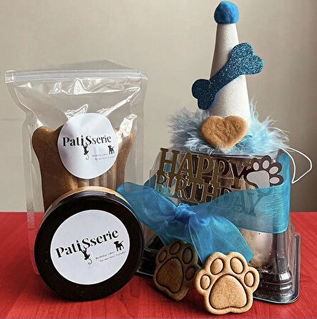 Köpekler Için Doğum Günü Parti Seti (mavi) - Doğum Günü Pastası, Tasarım Pleksi, Doğum Günü Şapkası