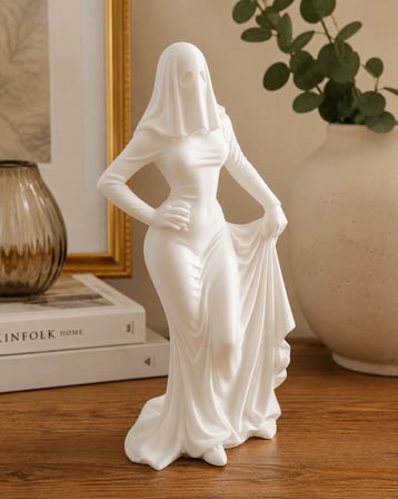  4’lü Gotik Hayalet Kadın Figür Seti 12 cm | Dekoratif Biblo Koleksiyonu