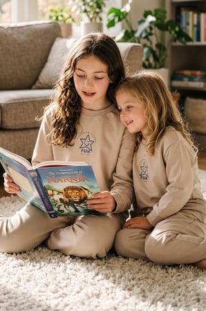 Uzun Kollu Bej Renk Yıldız Baskılı Unisex Çocuk Pijama Takımı 