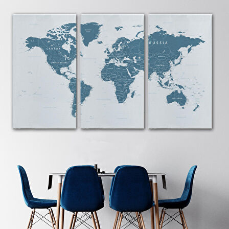 Harita Sepeti Dünya Haritası Dekoratif Kanvas Tablo 1109