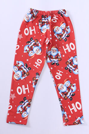 KIZ ÇOCUK YILBAŞI TAYT NOEL BABA BASKILI E31