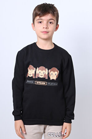 ERKEK ÇOCUK ŞARDONLU SWEAT KARAKTER BASKILI RİBANALI E34