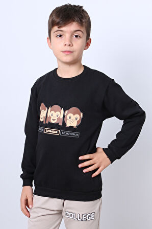 ERKEK ÇOCUK ŞARDONLU SWEAT KARAKTER BASKILI RİBANALI E34
