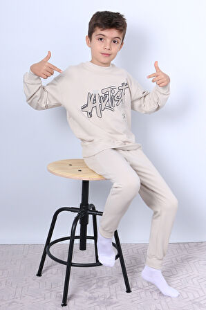 ERKEK ÇOCUK EŞOFMAN TAKIMI KABARTMA ARTİST BASKILI RİBANALI F1