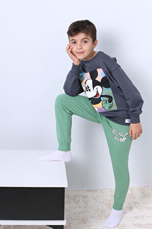 ERKEK ÇOCUK EŞOFMAN TAKIMI MİCKEY MOUSE BASKILI RİBANALI F4