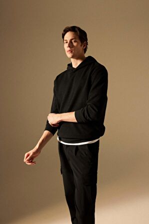DeFacto Oversize Geniş Kalıp Kapüşonlu Kapitone Sweatshirt B6492AX24SPBK81