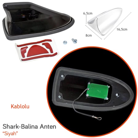 NYF Shark Balina Anten Kablolu Altı Silikonlu Siyah