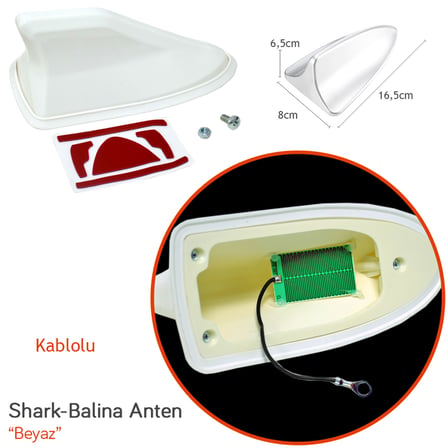 NYF Shark Balina Anten Kablolu Altı Silikonlu Beyaz